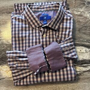 Egara Non-Iron Slim Fit Size 2XL Cotton/Spandex Stretch Plaid Purple Pink Long